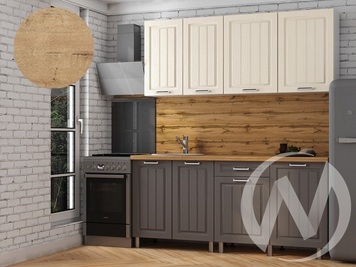 Кухня Лаура 1.8м (корпус белый/клен кремовый; клен серый) 38мм дуб бунратти