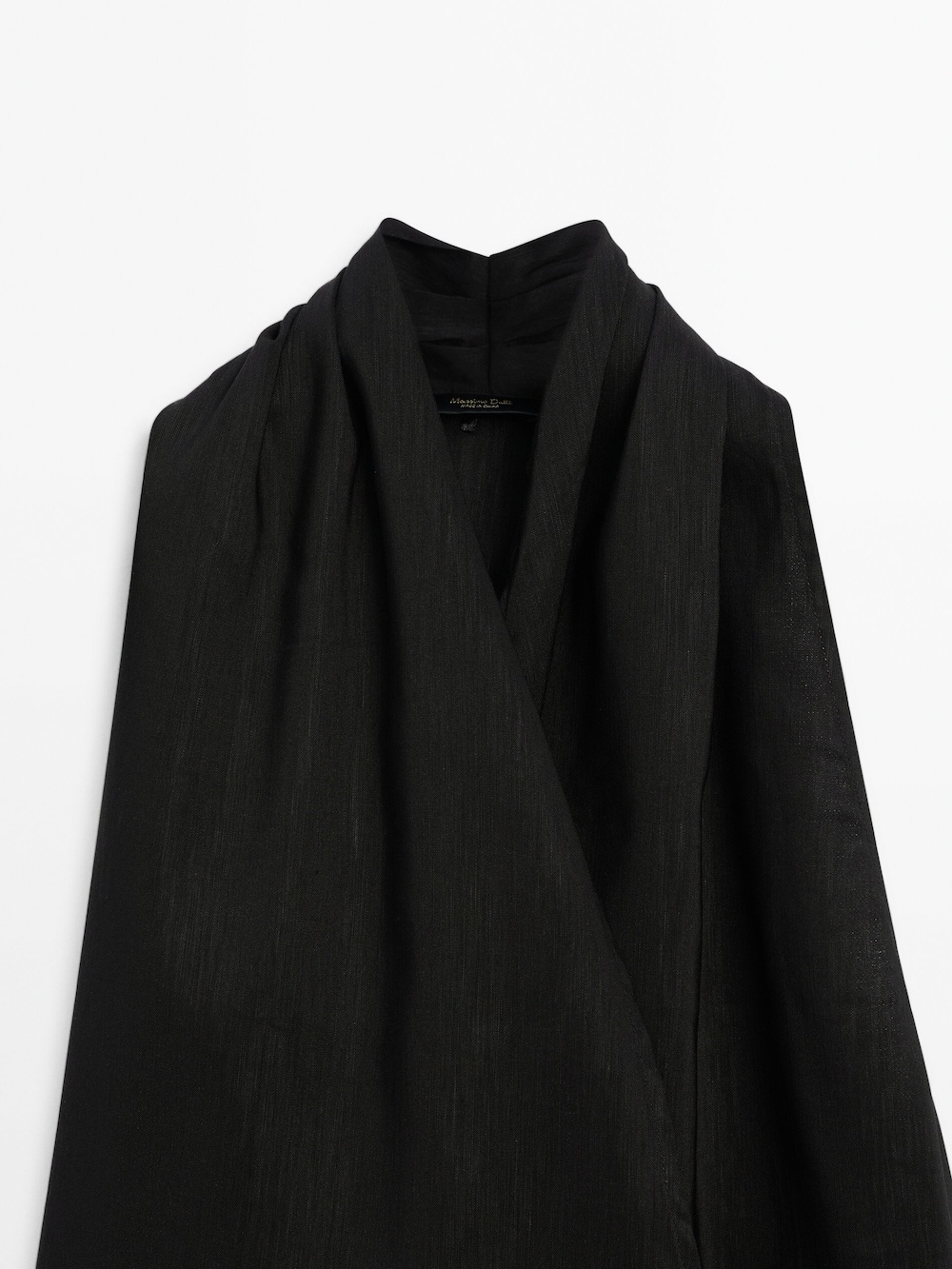 Massimo Dutti Топ из смесового льна с горловиной халтер и завязками, черный