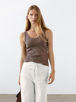 Massimo Dutti Джинсы клеш со шнуровкой, белый