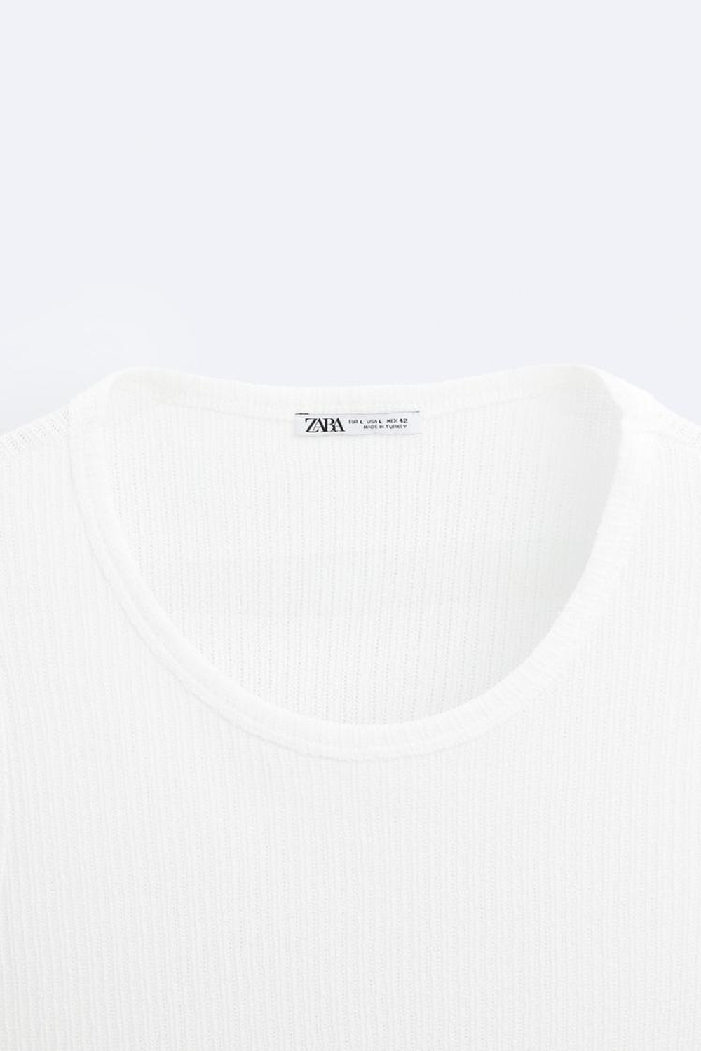 ZARA МАЙКА ИЗ РЕЛЬЕФНОЙ ТКАНИ, БЕЛЫЙ