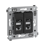 Компьютерная розетка RJ-45 в стену, кат.6 экранированная двойная,"Avanti", "Черный матовый"