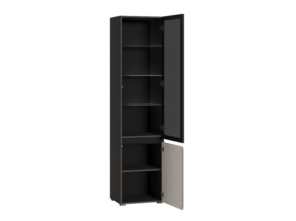 Сидней шкаф-витрина 13.201 Капучино/Черный