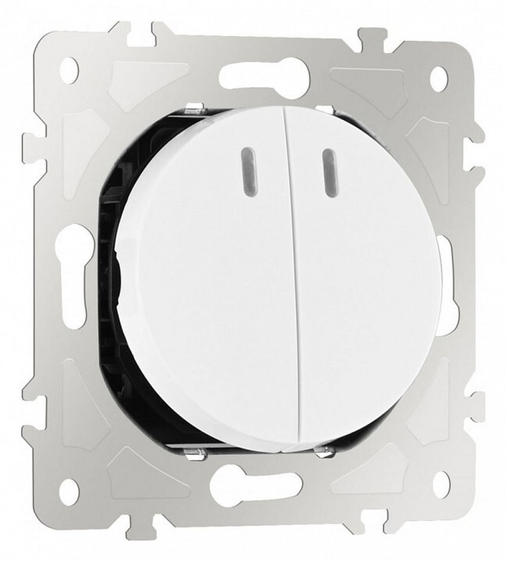 Выключатель двухклавишный с подсветкой без рамки Arte Milano 202 202.31-2.white