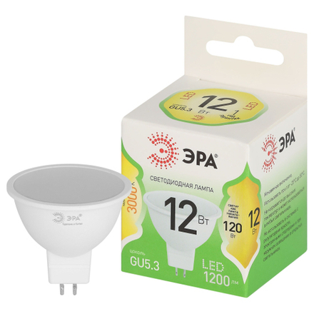 Лампочка светодиодная ЭРА GREEN LINE LED MR16-12W-830-GU10 GL GU10 12 Вт софит теплый свет