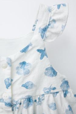 ZARA ПЛАТЬЕ С МОРСКИМ ПРИНТОМ, СИНИЙ