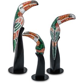 Decor and Gift 23-029-03 Н-р статуэток из трех «Тукан» дерево+стекл.мозаика (50,40,30 см)
