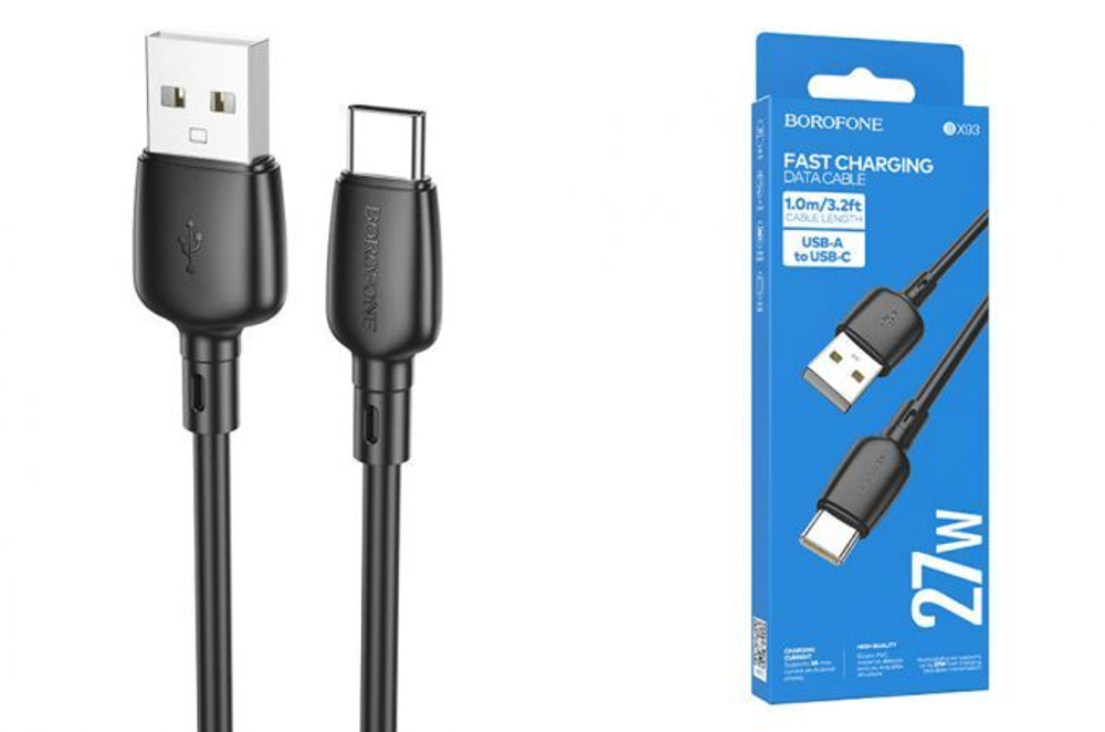 Кабель USB - TypeC BOROFONE BX93 27W (черный) 1м