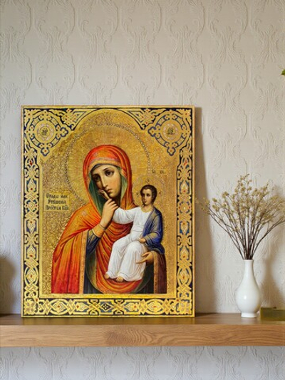 Отрада и Утешение икона Божией Матери Ватопедская деревянная на левкасе