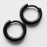 Серьги кольца черные 8мм для пирсинга ушей. Медицинская сталь, титановое покрытие. Цена за пару