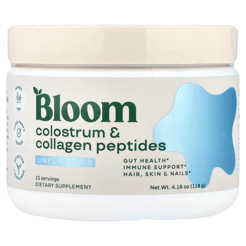 Bloom, Пептиды молозива и коллагена, без добавок, 118 г (4,16 унции)