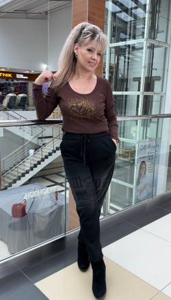 Черные брюки(варенки) на резинке в поясе