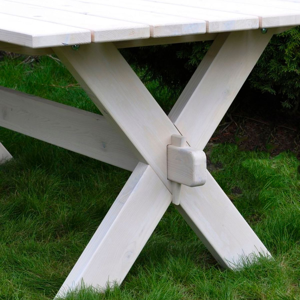 Стол обеденный Осло, деревянный для сада, 210х103 см, белый