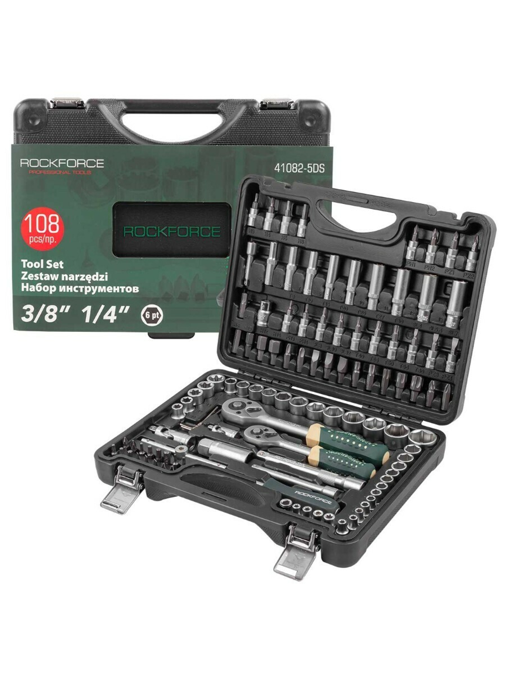 Набор инструментов 108 пр. 1/4''3/8''(6гр.)(4-22мм) RockForce##Rock FORCE RF-41082-5DS-м