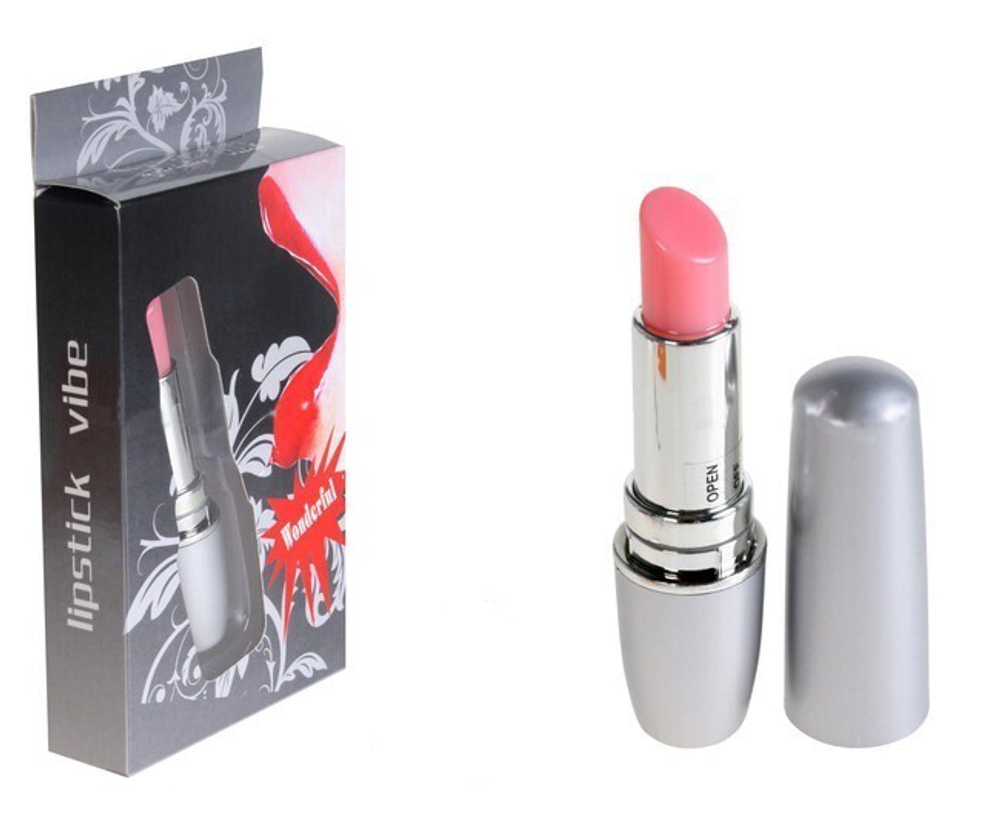 Мини-вибратор в виде помады Lipstick Vibe (9,5 см, серебряный с розовым) (Цвет: серебряный с розовым)