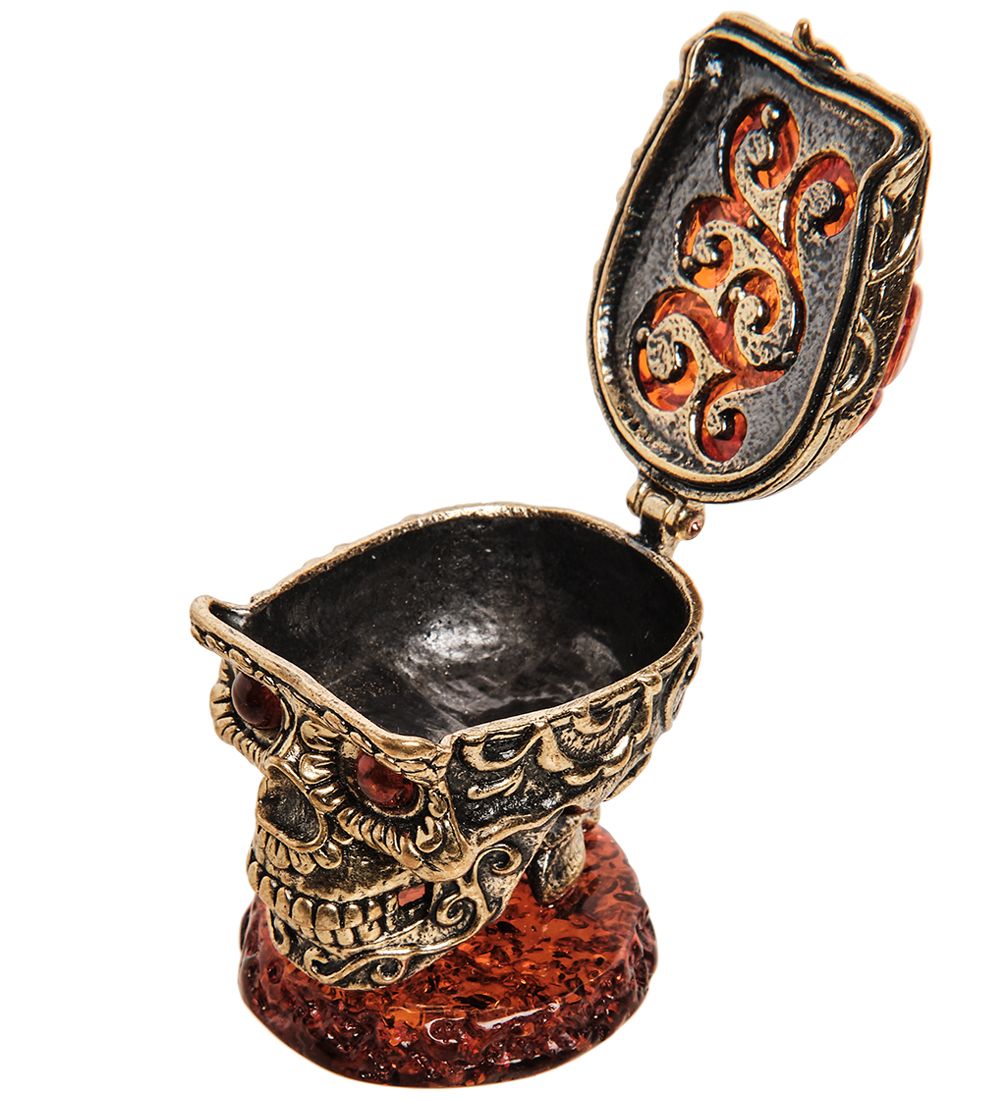Народные промыслы AM-3269 Шкатулка «Череп» (латунь, янтарь)