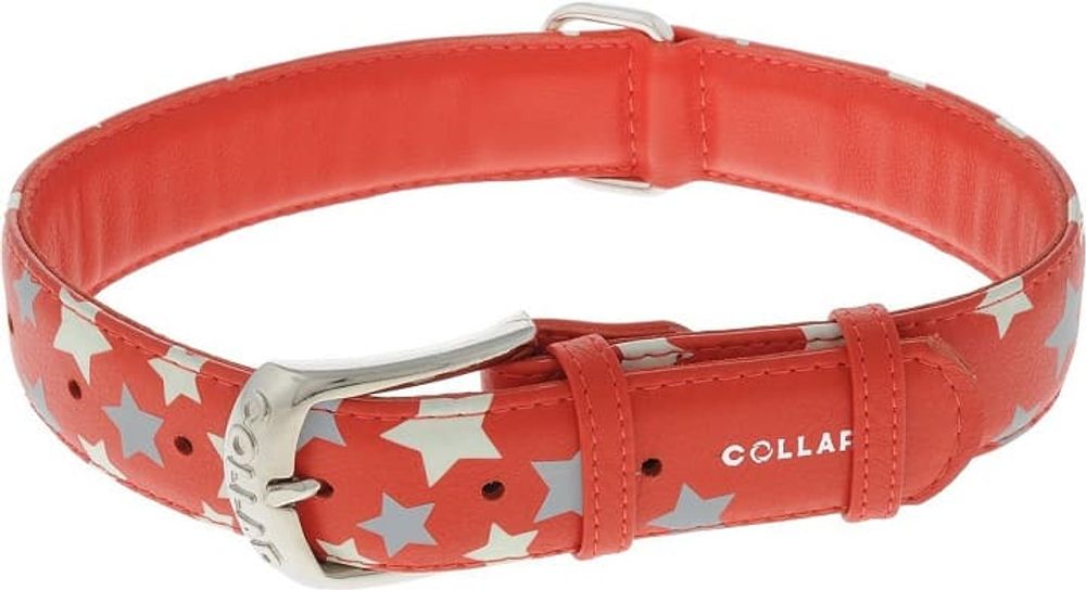Ошейник "CoLLaR GLAMOUR" с узором "Звёздочка" (ширина 15мм, длина 27-36см) красный