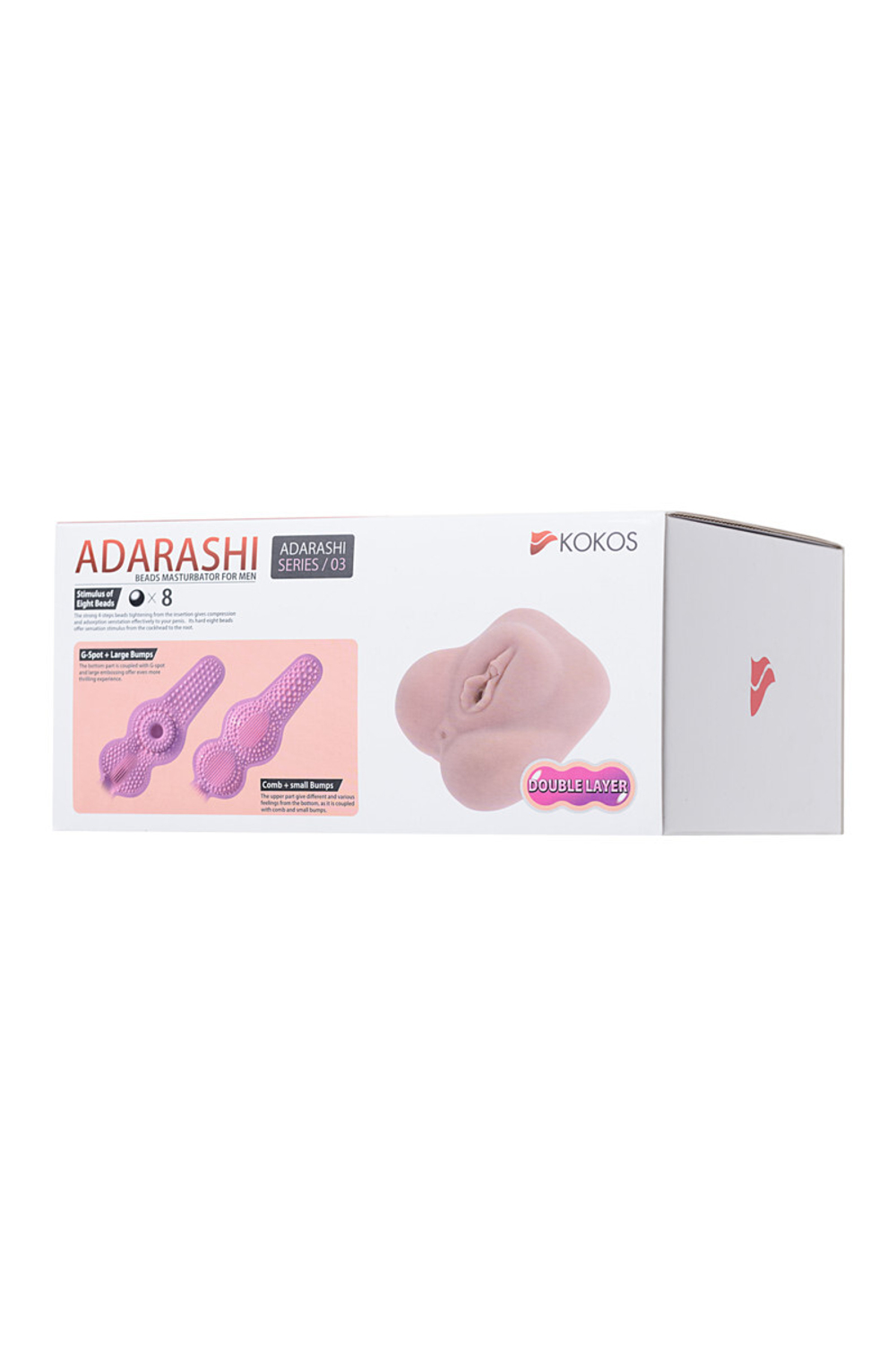 МАСТУРБАТОР РЕАЛИСТИЧНЫЙ KOKOS ADARASHI 3 C ДВОЙНЫМ СЛОЕМ, TPR, ТЕЛЕСНЫЙ, 20 СМ