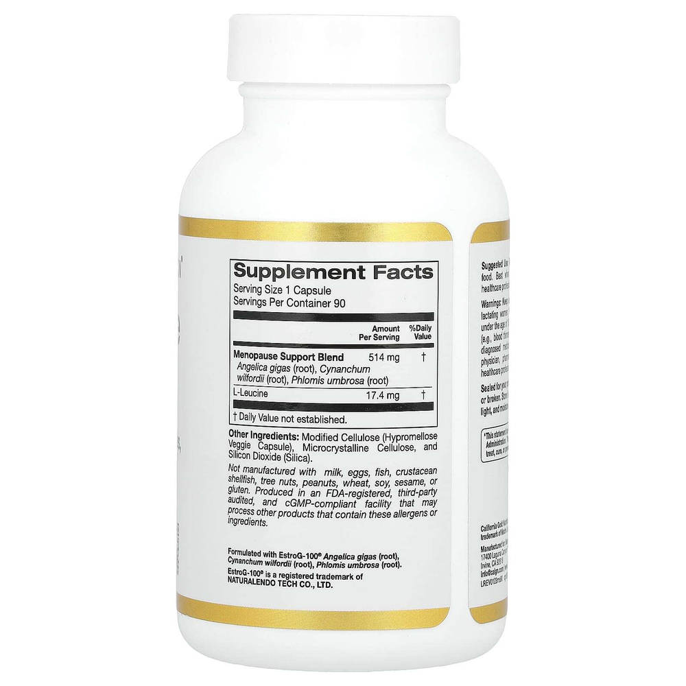 California Gold Nutrition, добавка для поддержки в период менопаузы, 90 растительных капсул
