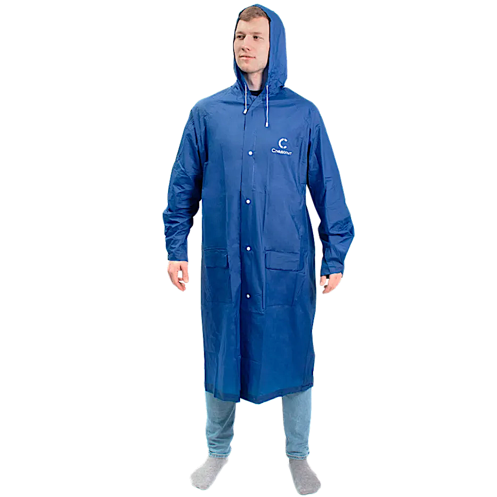 Плащ-дождевик Следопыт PF-RC-09 72х125см Плотный PVC на кнопках с капюшоном и чехлом цв.Синий -