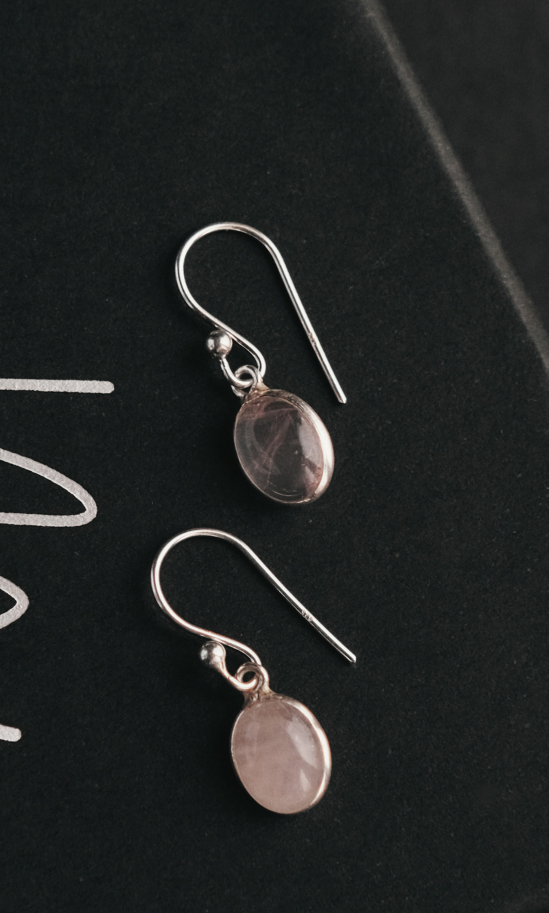 Серьги mini "Memo about Relationship" из розового кварца, серебро 925