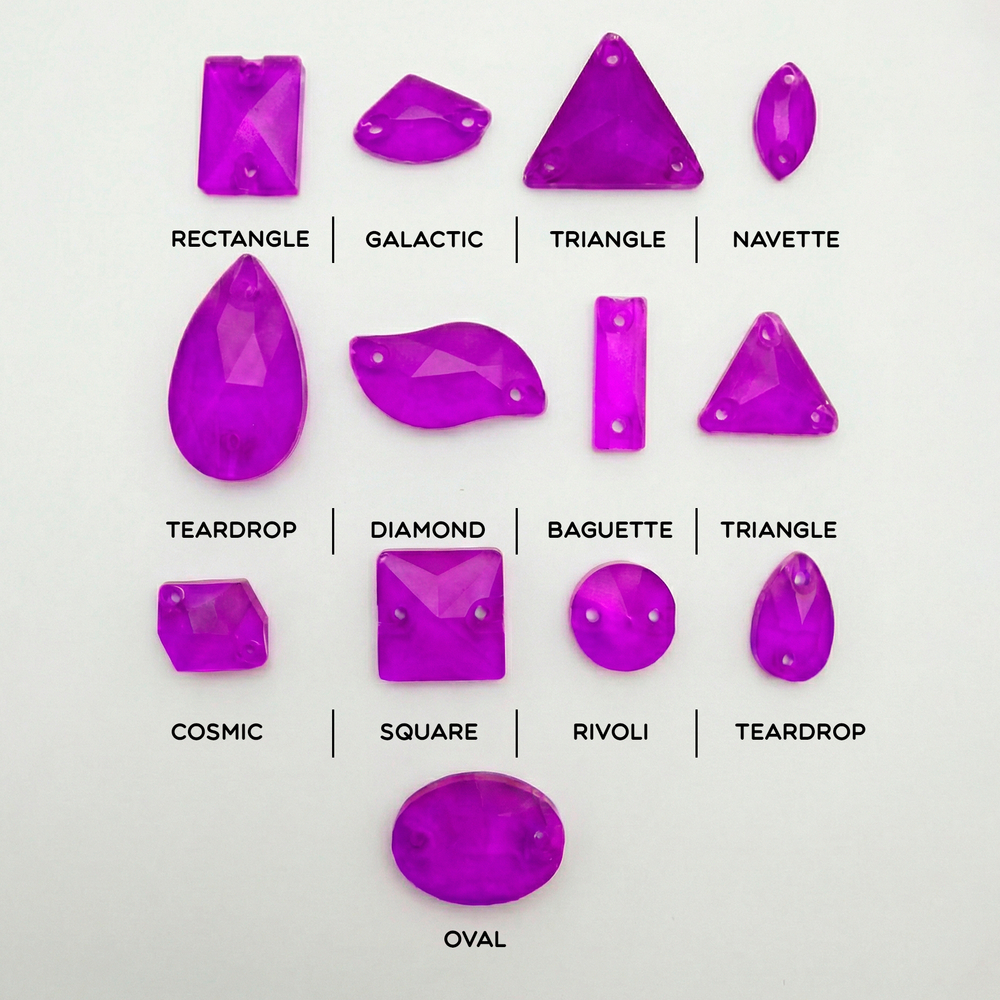 Набор страз Neon Purple (микс форм) 50 шт