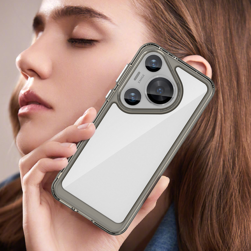 Усиленный защитный чехол с серыми тонированными рамками для Huawei Pura 70 Pro и Pura 70 Pro+