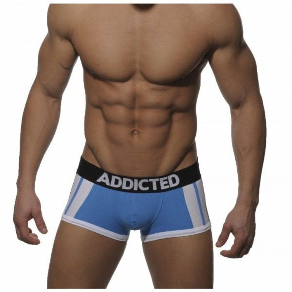 Мужские трусы боксеры голубые Addicted blue sportive stripes boxer
