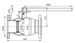 Кран шаровый Temper Ду250 Ру16 стандартнопроходной тип 283 фланцевый, ст. 20, L=530 мм