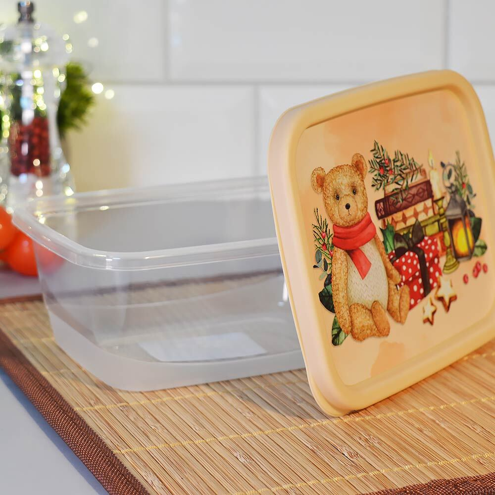 Контейнер для продуктов 0,85л прямоугольный "Игрушки", бежевый