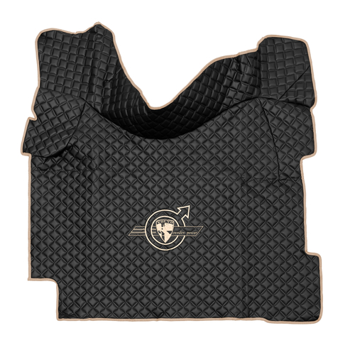 Ковры VOLVO FH-12 2009-2013г (автомат) (экокожа, черный, бежевый кант, бежевая вышивка)