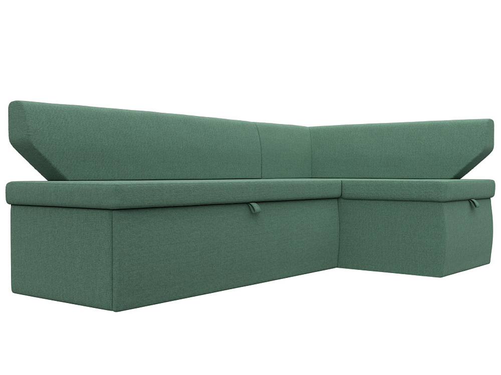 Диван кухонный угловой Омура правый угол, Амур 11 зеленый, Рогожка, 125897