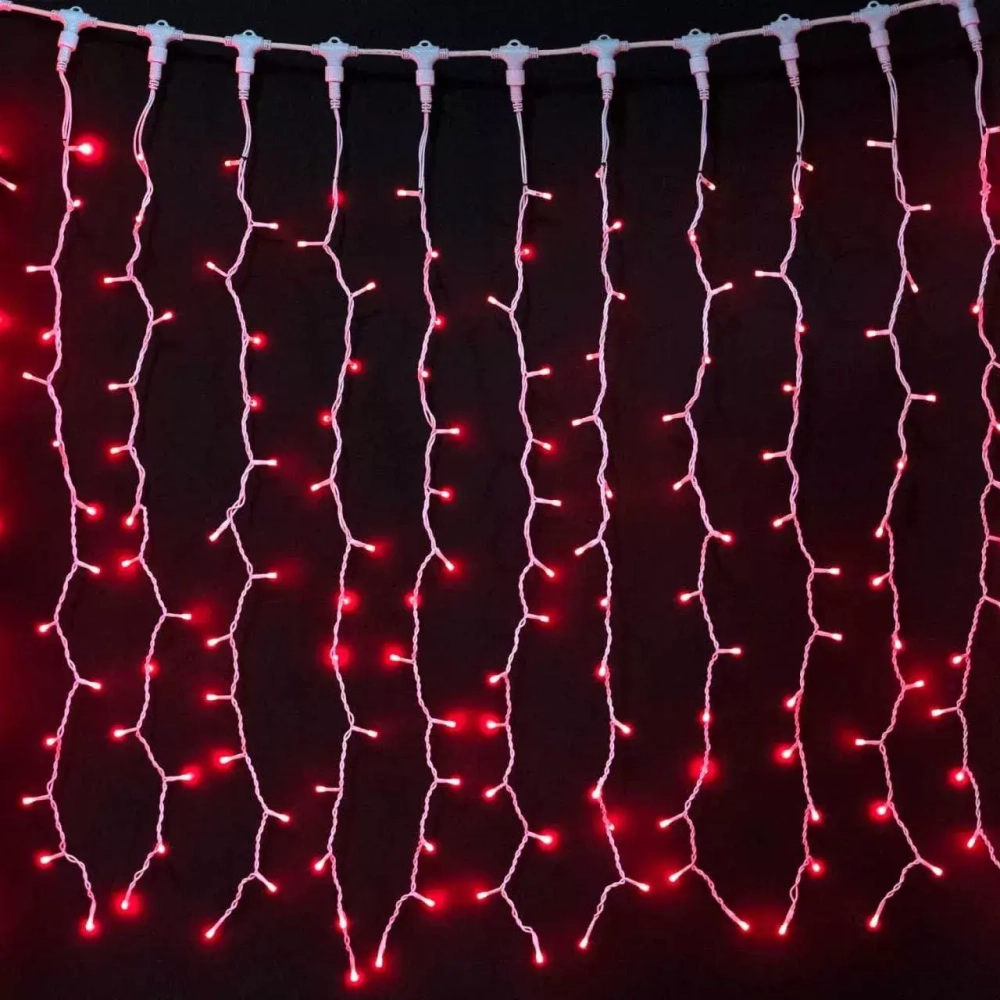 Светодиодный занавес 1*3 м., 420 разноцветных LED ламп, 24В., каучуковый белый провод, IP65, AUG420-8-1EPRGB