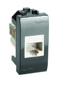 Компьютерная розетка RJ45 кат.5e, Brava, черная, 1мод