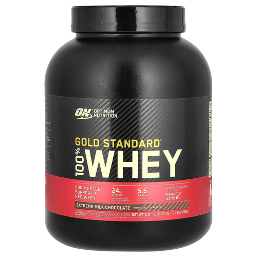 Optimum Nutrition, Gold Standard, 100% Whey, сыворотка с насыщенным вкусом молочного шоколада, 2,27 кг (5 фунтов)