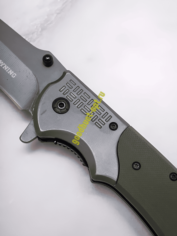 Тактический складной нож Browning со стеклоотбоем и стропорезом Зеленый