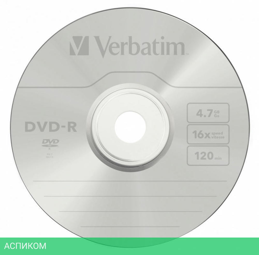 DVD-R диск Verbatim Matt Silver Spindle Wrap 10шт (43729)