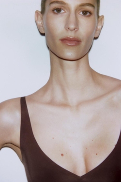 ZARA БОДИ ИЗ СМЕСОВОГО ПОЛИАМИДА, КОРИЧНЕВЫЙ