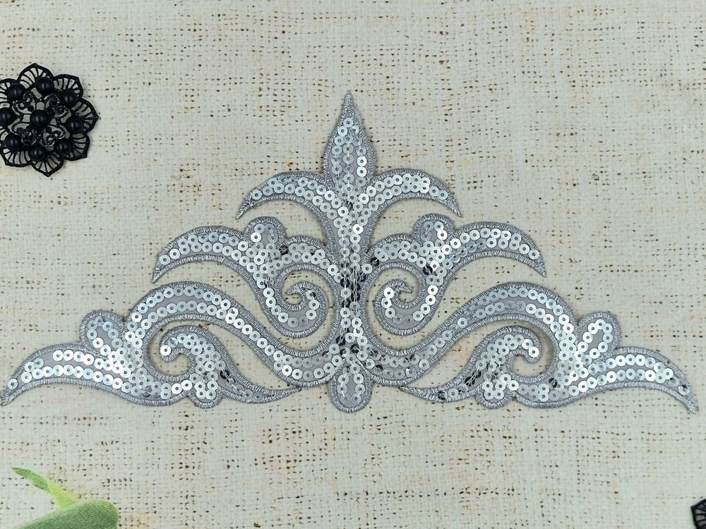 Термоаппликация орнамент люрекс пайетки, р. 29х13,5 см