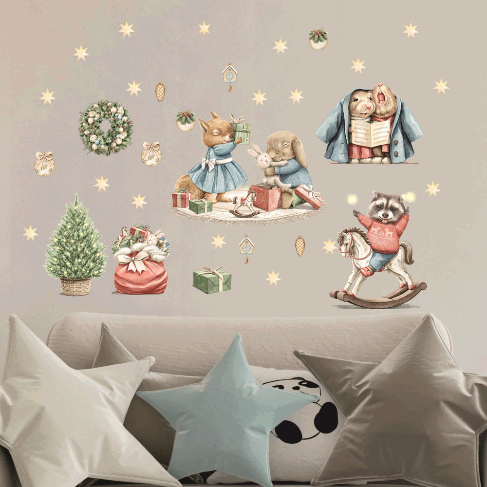 Новогодние наклейки для окон, стен и мебели В КАНУН РОЖДЕСТВА