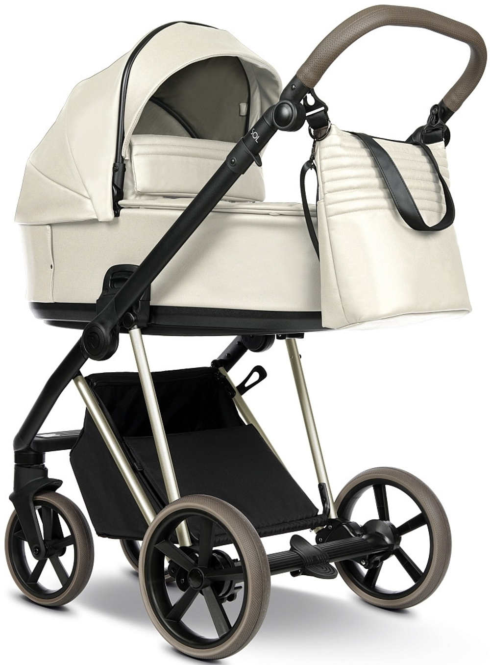 Детская коляска Roan Sol Vintage Luxury Leather 2.0 3 в 1 с автокреслом Pituso Baesa Pro Black,Beige Canopy VEGA01DB Butter Cream/Champagne/руч.Cappuccino