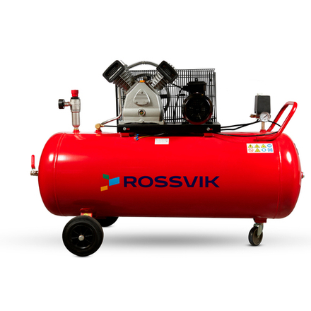 Компрессор ROSSVIK СБ4/С-200.LB30, 420 л/мин, 10 бар, ресивер 200 л, 380 В/2,2 кВт, красный