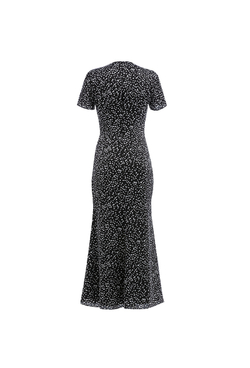 Платье "в горох" с декоративными складками черное 09-01-25 SS