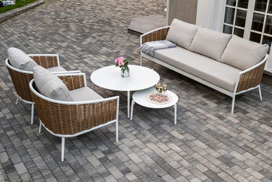 "Тоскана" лаунж-зона из искусственного ротанга, цвет соломенный (К)