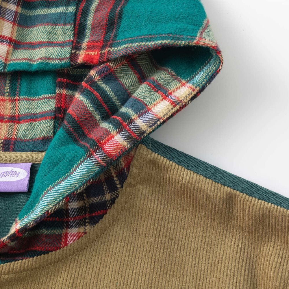 Рубашка YMKASHIX Velvet Button Det зеленая / песочная