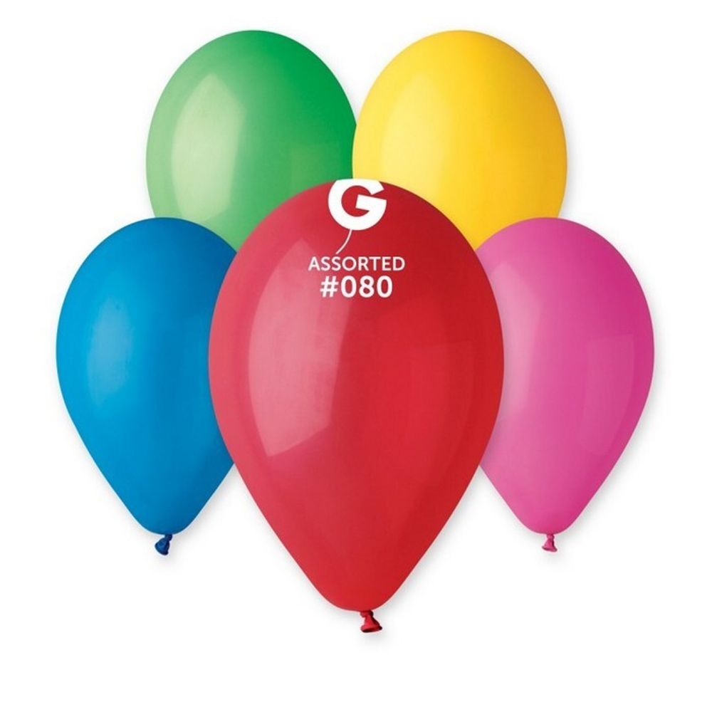 Воздушные шары Gemar, цвет 080 пастель, ассорти, 100 шт. размер 5&quot;