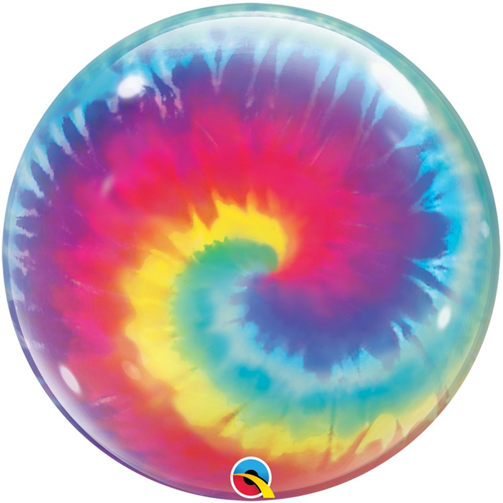 Шар Фольгированный Узор Tie-Dye Спирали Радуга Bubble Прозрачный (Персиковый)