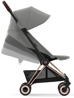 Коляска Cybex Coya Rosegold Frame Cloud G i-Size Magic Black 2 в 1 Mirage Grey с дождевиком и бампером