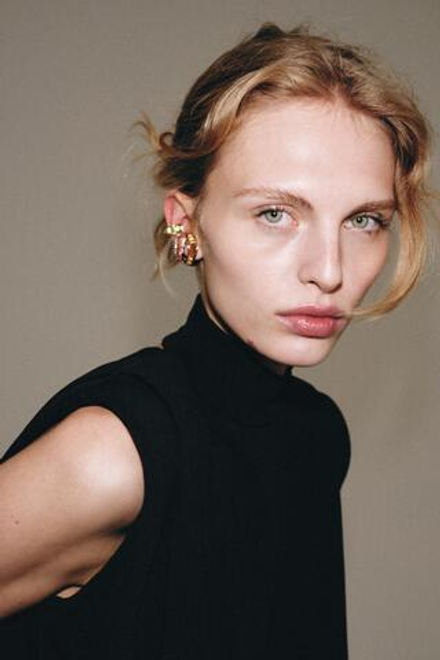 ZARA НАБОР ИЗ 3 СЕРЕГ-КАФФОВ СО СТРАЗАМИ, ЗОЛОТИСТЫЙ