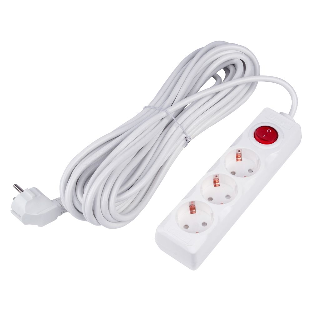 S-GCU3-10B WHITE Удлинитель серии Ultra. шнур 10м.. 3 гнезда. 16A. с-з. Белый. TM Uniel