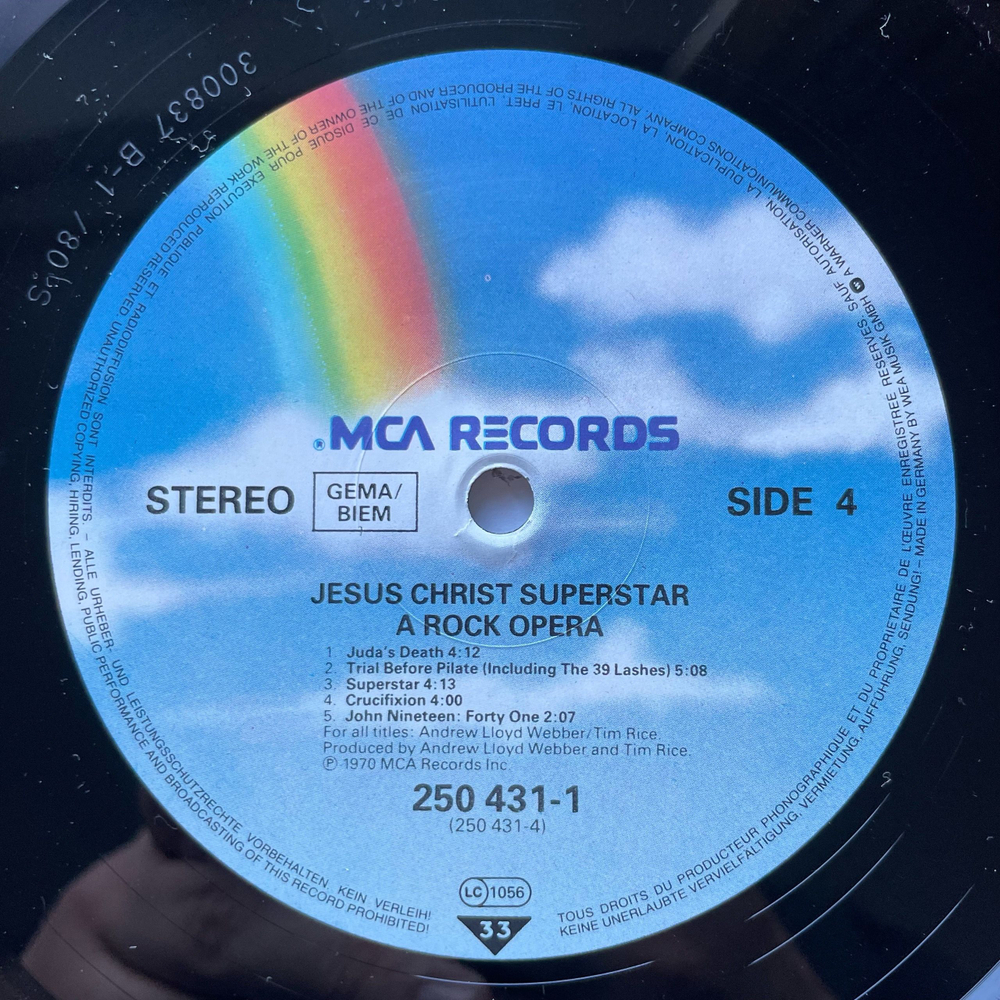 Винтажная виниловая пластинка LP Andrew Lloyd Webber, Jesus Christ Superstar Иисус Христос Супер Звезда (Германия 1984)